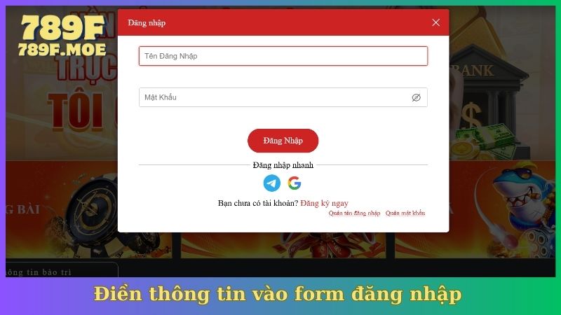 Điền thông tin vào form đăng nhập