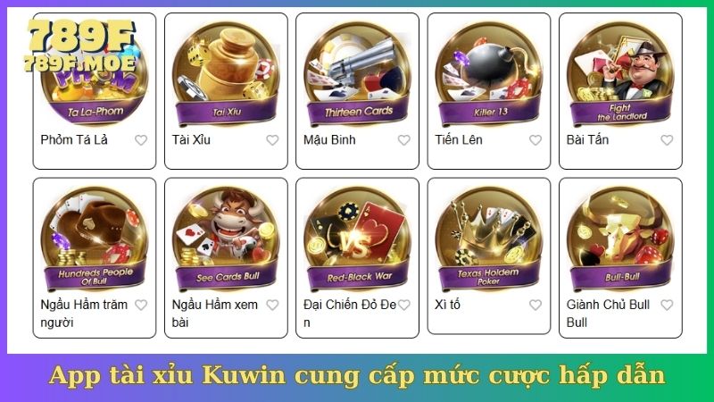 App tài xỉu Kuwin cung cấp mức cược hấp dẫn